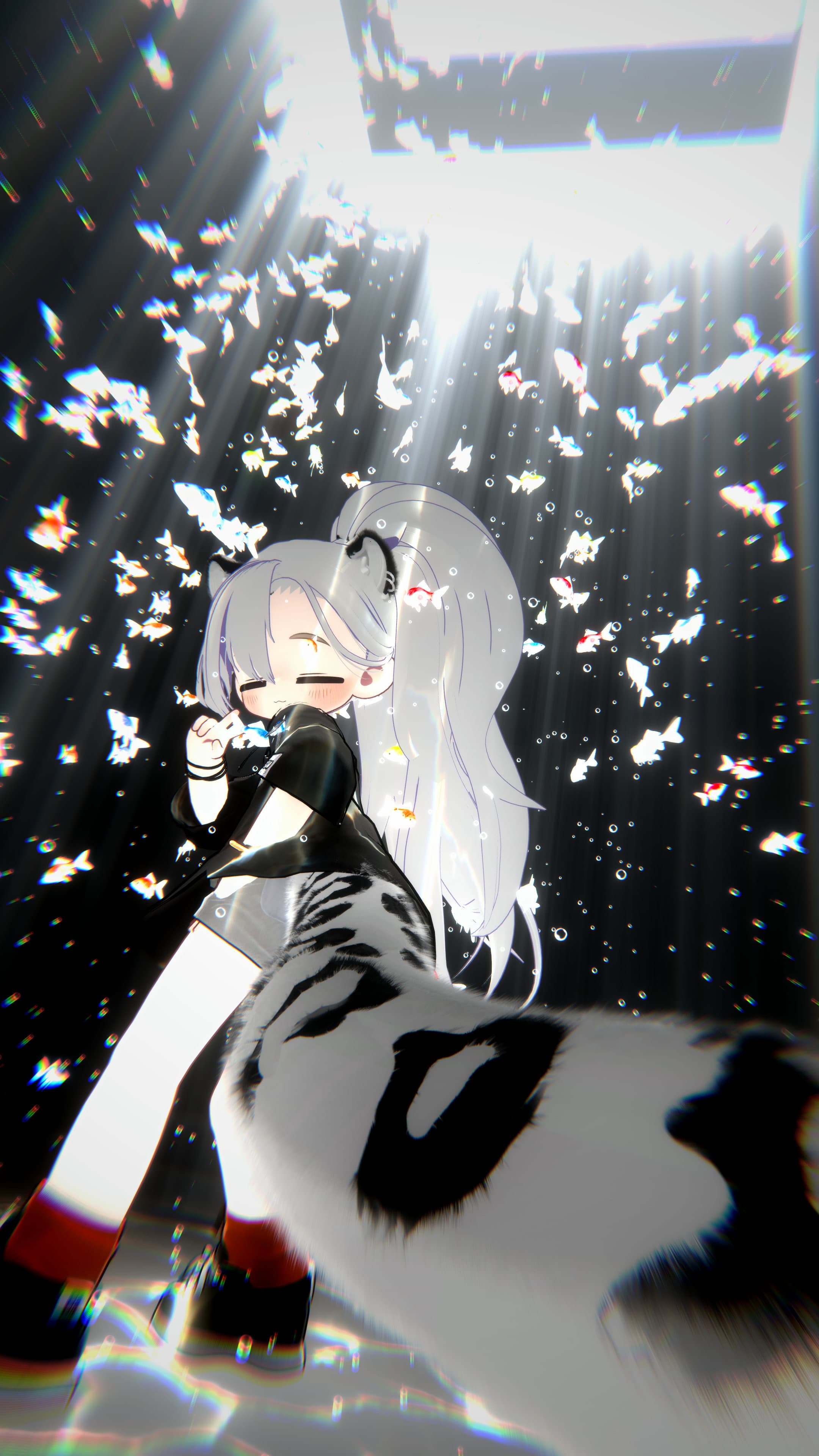 もふもふで太いユキヒョウのしっぽがかわいい